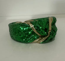 Load image into Gallery viewer, Green/Gold Glitter headband
