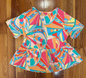 Abstract Geo Peplum Top