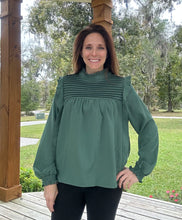 Load image into Gallery viewer, Green Ruffle Sleeve Top
