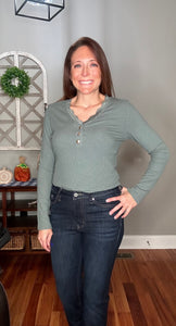 Intertwined Button V-Neck Top