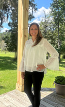 Load image into Gallery viewer, Eyelet/Lace Bell Sleeve Top
