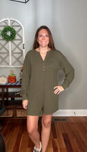 Load image into Gallery viewer, Hunter Green Button Romper
