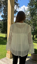 Load image into Gallery viewer, Eyelet/Lace Bell Sleeve Top

