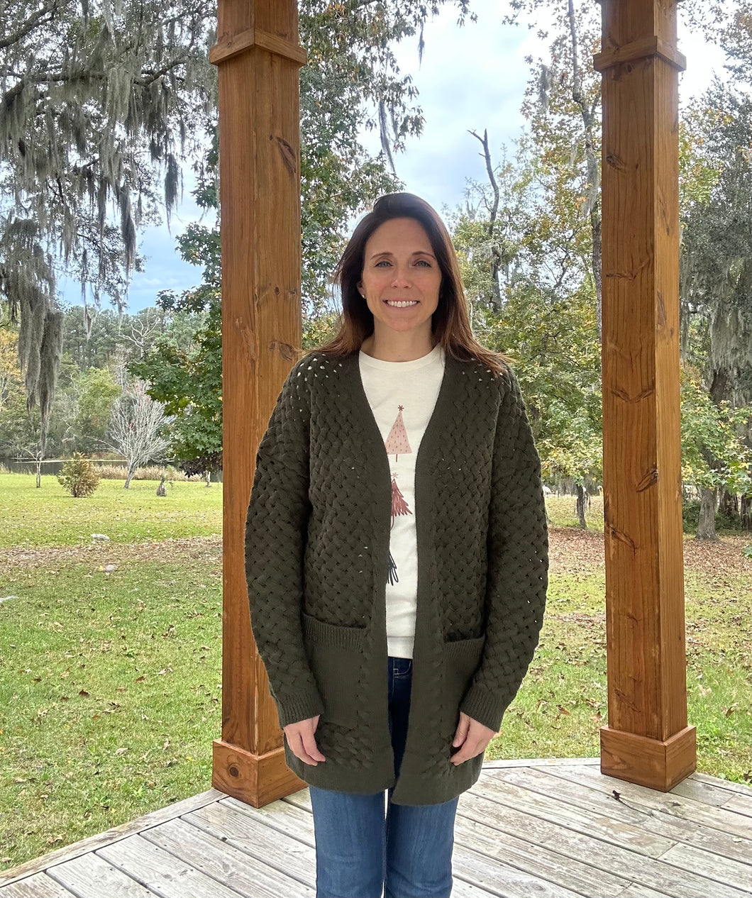 Woven Open Front Cardigan