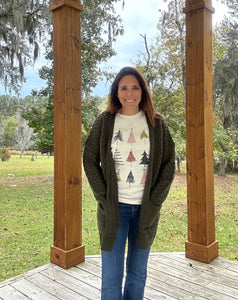 Woven Open Front Cardigan